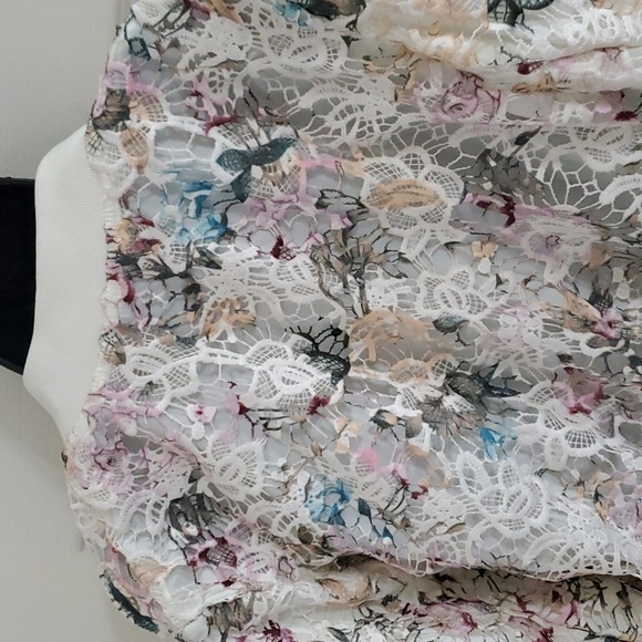 NANETTE NANETTE LEPORE ivory multi Floral crochet Lace Bomber Jacket size Medium - Picture 6 of 15